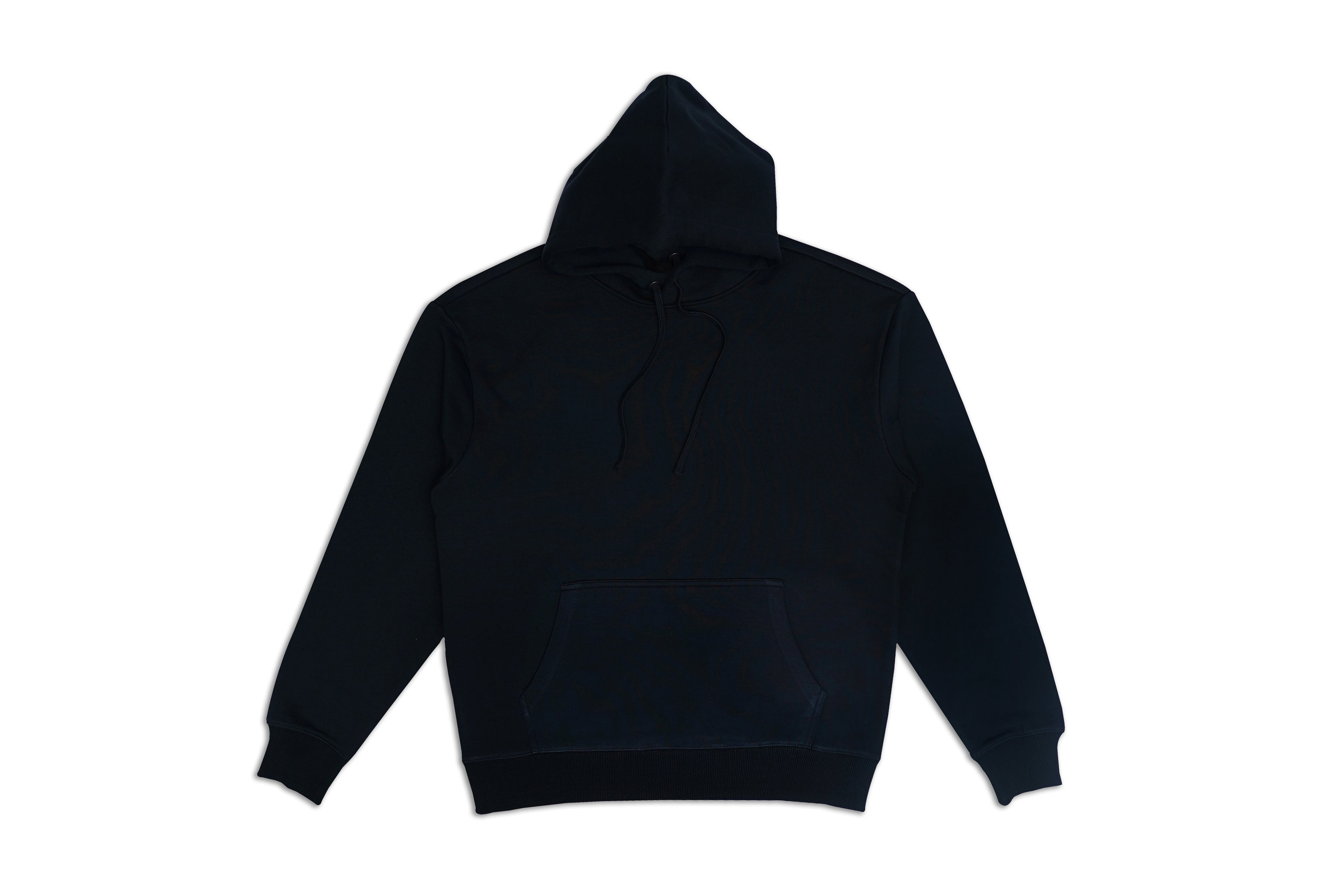 Black heavy weight hoodie on a white background