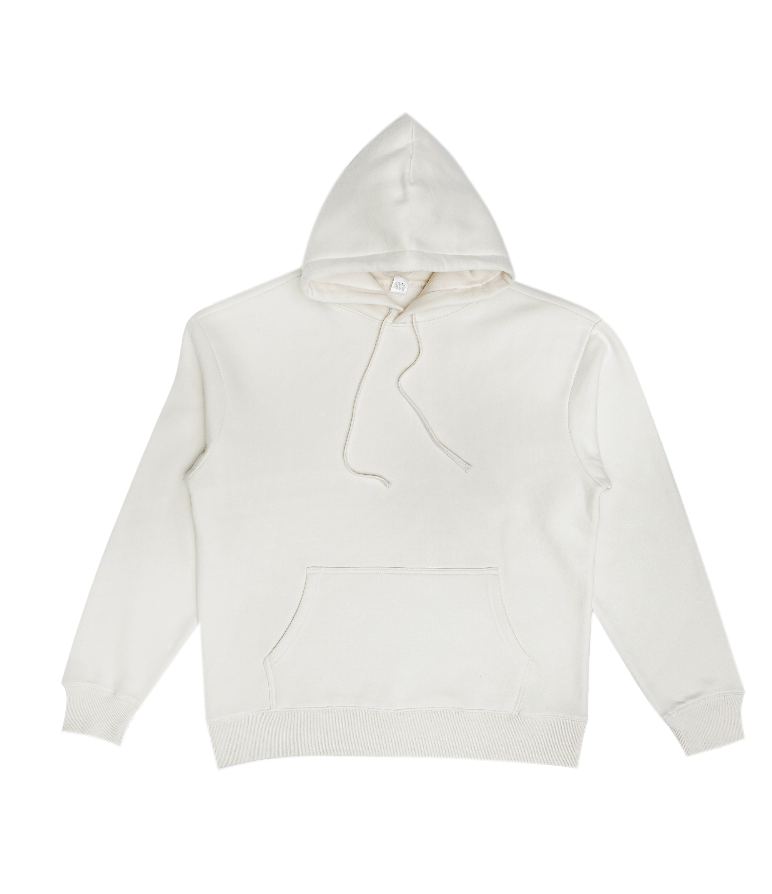 Ecru heavy weight hoodie on a white background